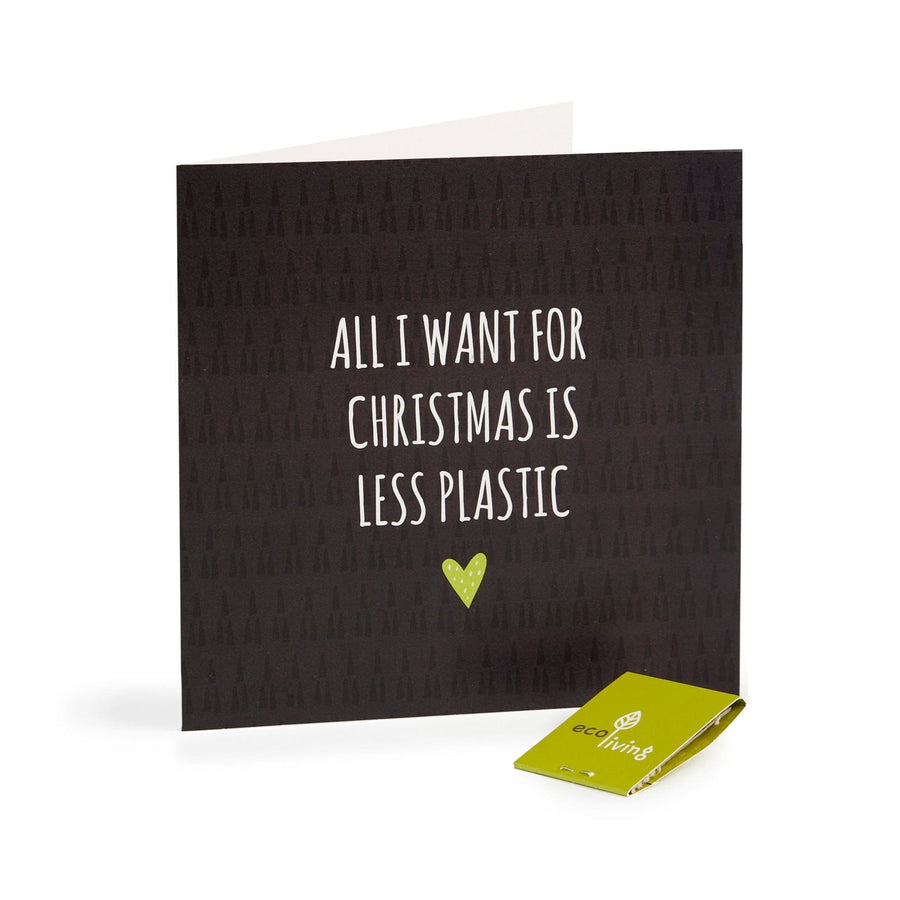 all i want for christmas is less plastic Recycled Christmas Card with Seed Sticks