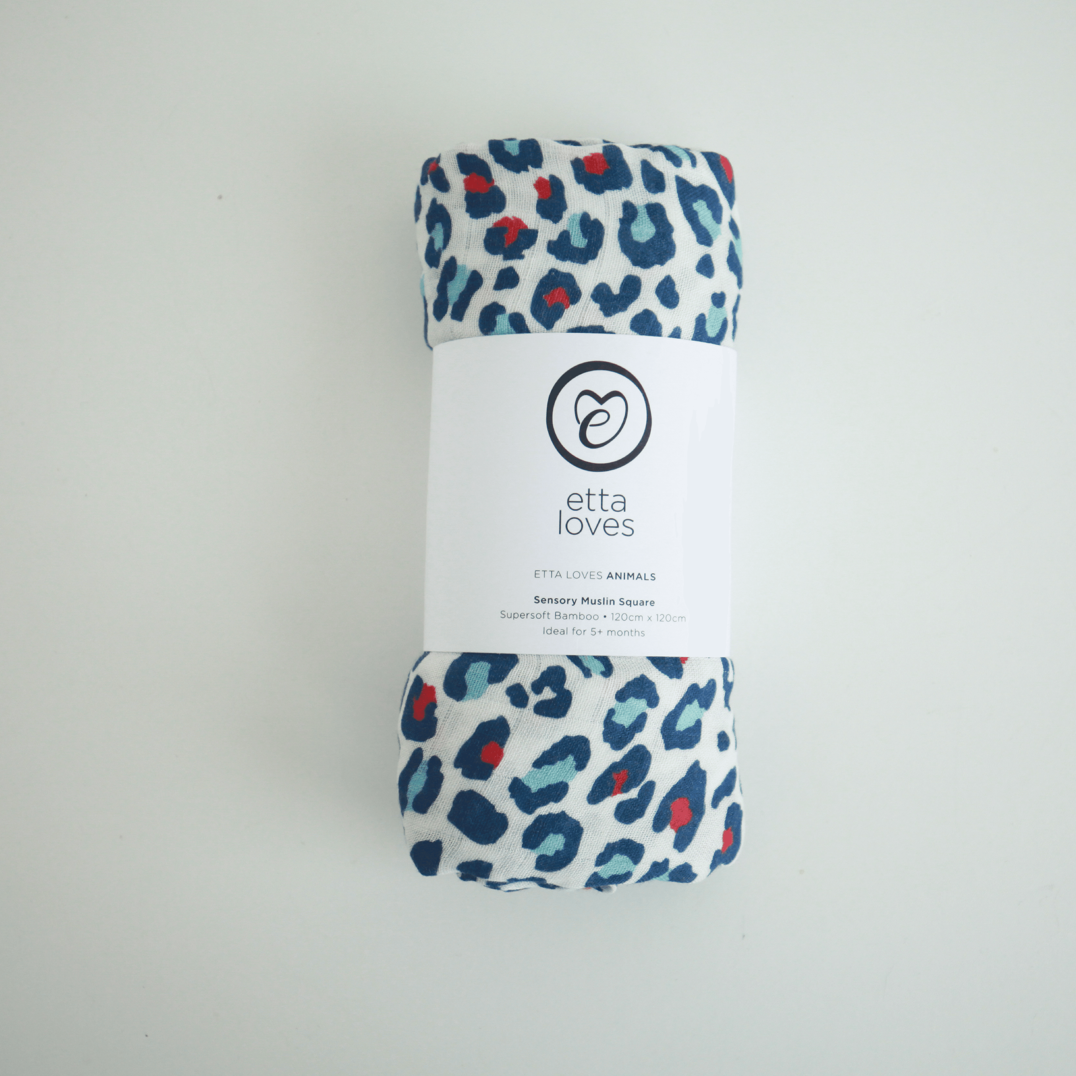 Bamboo Sensory XL Muslin Leopard Print Blue/Pink – Smallkind