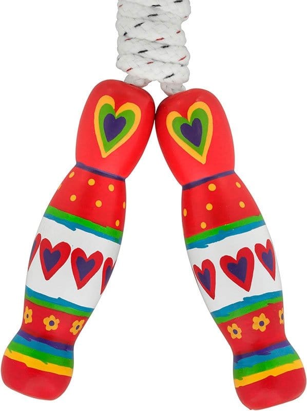 lanka kade painted wooden skipping rope with heart design