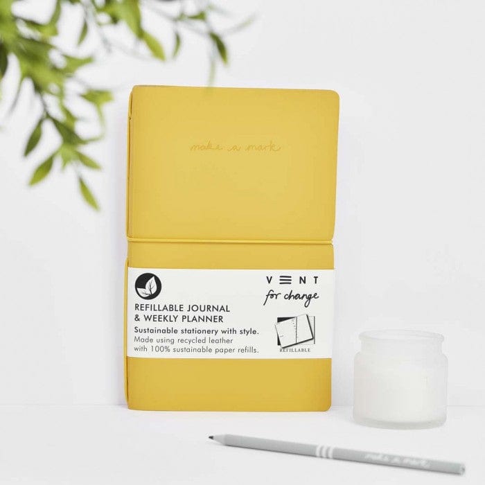 VENT For Change Planner VENT Recycled Leather Refillable Journal + Weekly Planner - Yellow