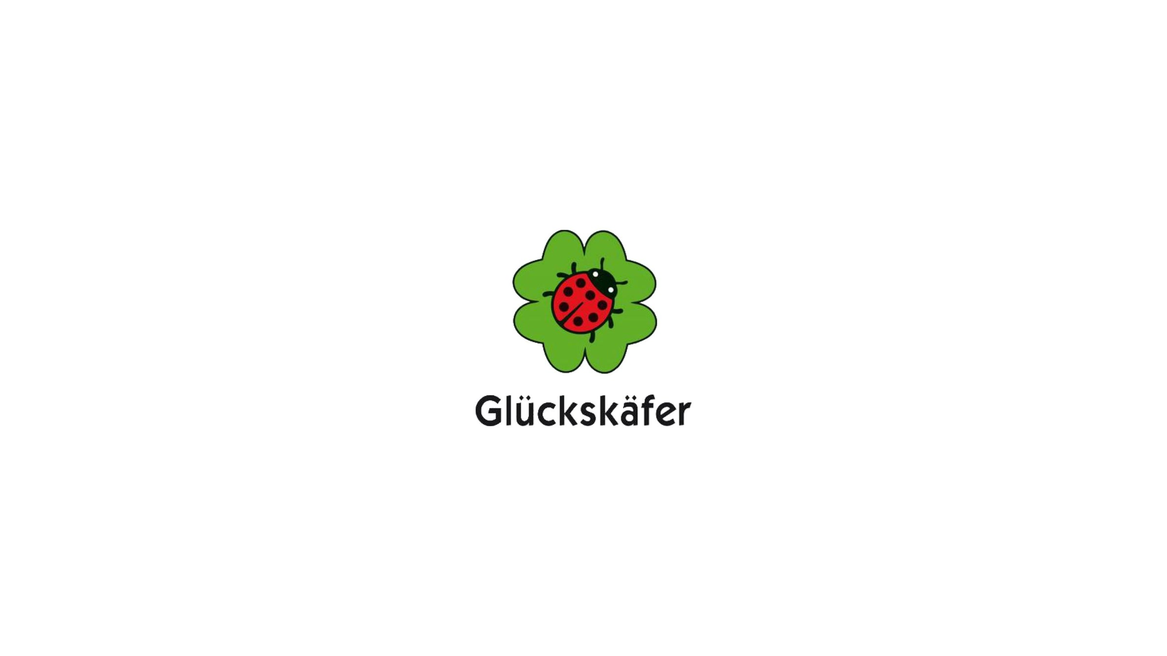 gluckskafer in bold black text with a clover leaf and ladybird