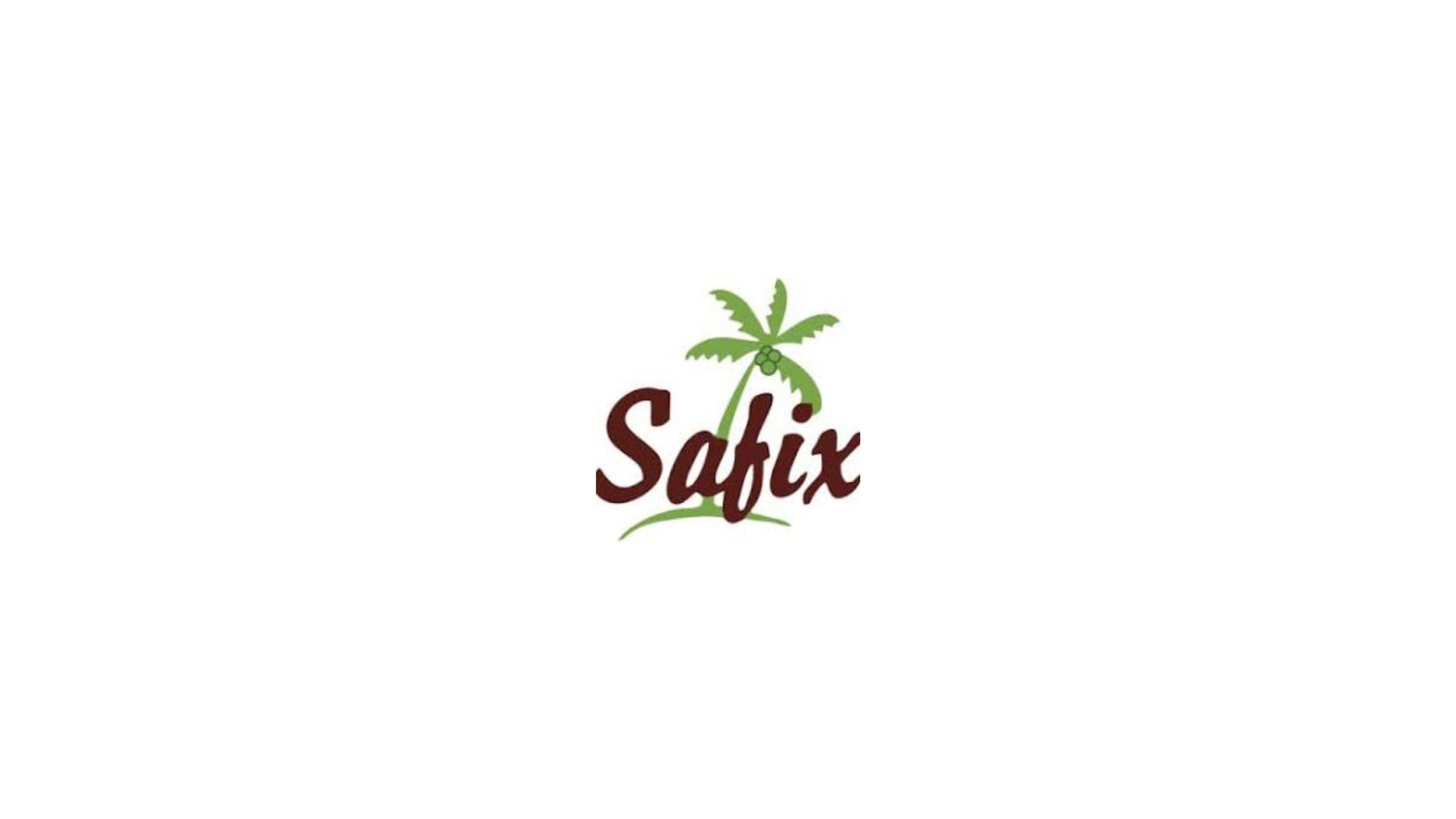 Safix is brown looping text on a white background 