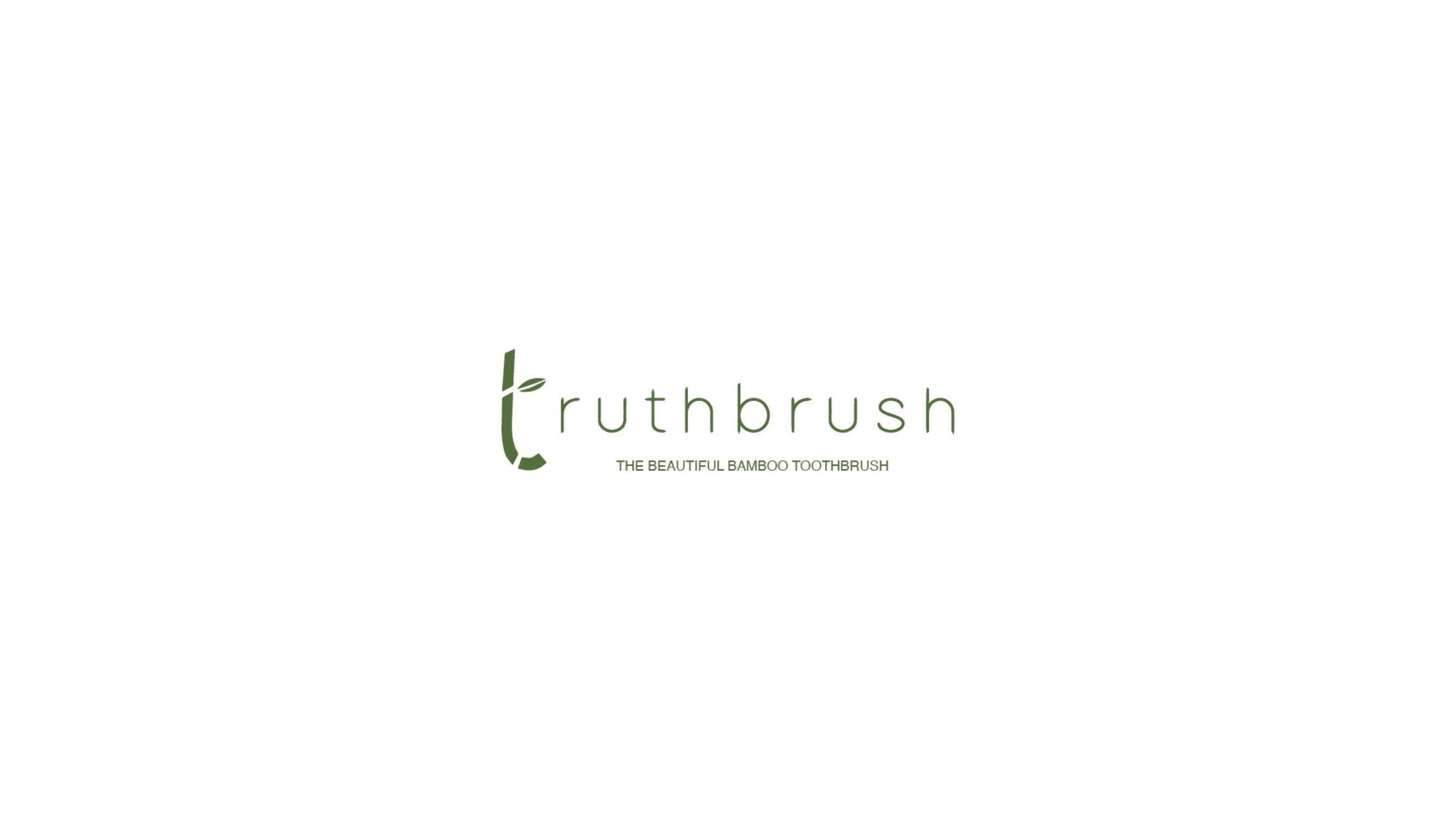 truthbrush logo. The T look like a bamboo stick and the rest of the lettering is in a dark green fine modern font