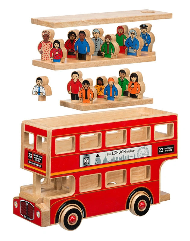 inside view of lanka Kade Deluxe London Bus with colourful charactersremovable lid