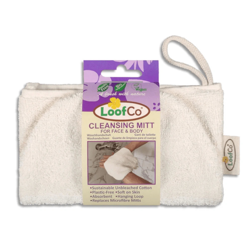 LoofCo Egyptian Cotton Cleansing Mitt with hanging loop. or face and body.