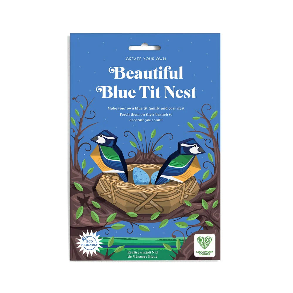 Clockwork Soldier create your own blue tit nest craft kit for children age 7 and over. In illustrated gift packaging. 