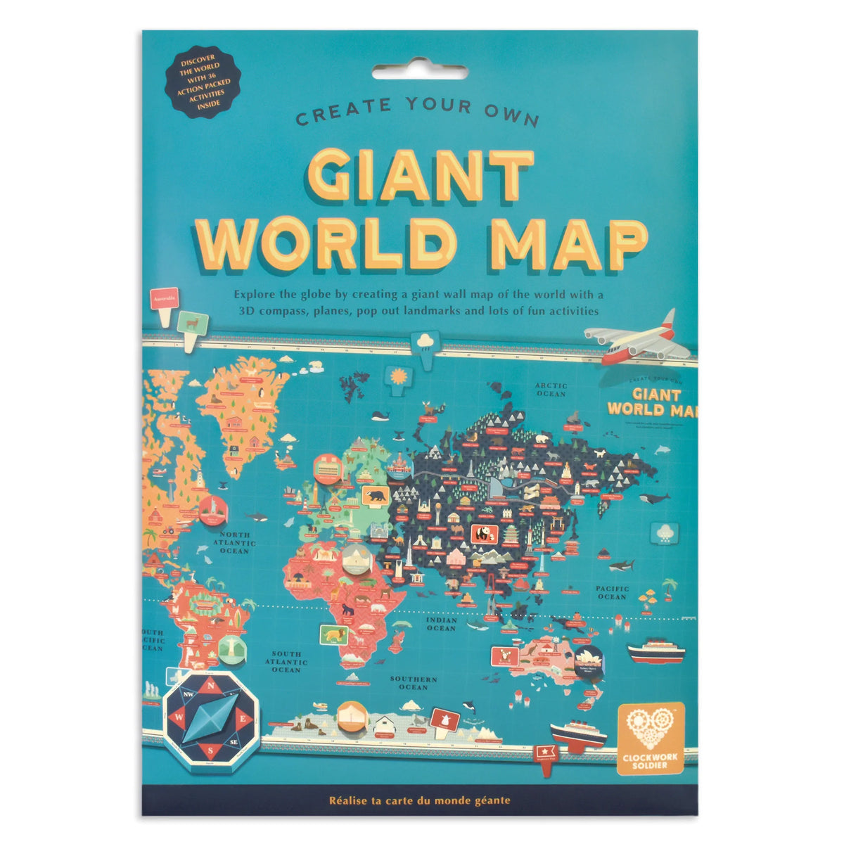Clockwork Soldier Create Your Own Giant World Map kit for children in packaging 