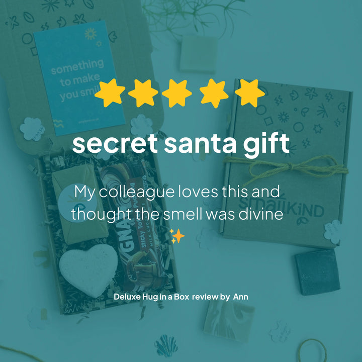 Review of Deluxe Christmas hug in a box gift which reads 'Secret Santa gift my colleagues loves this and thought the smell was divine'