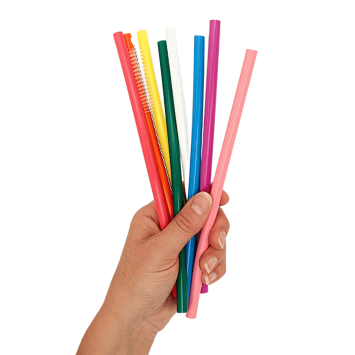 Eco Living Homeware > Utensils & Food Preparation > Silicone Reusable Straws Reusable Silicone Straws + Cleaning Brush Set
