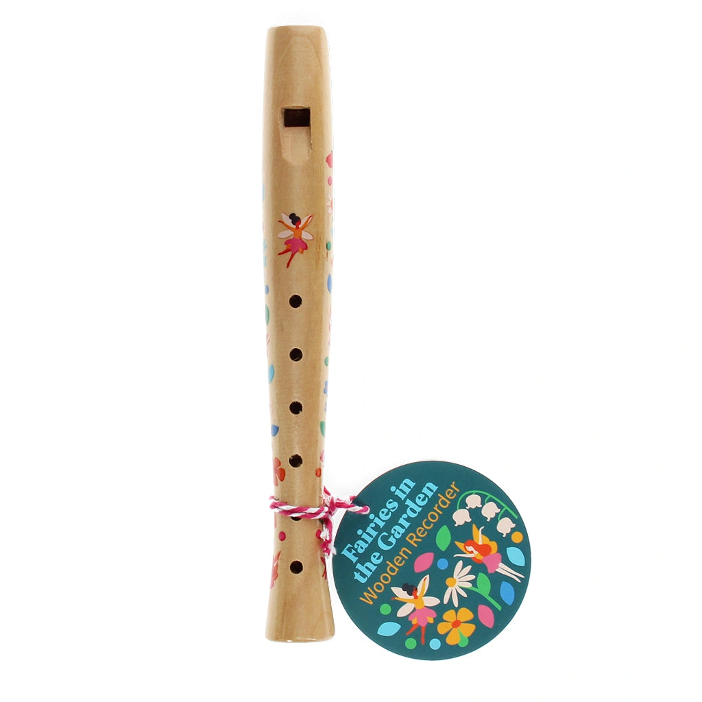 childrens wooden recorder with fairies and flowers design. Perfect forst musical instrument