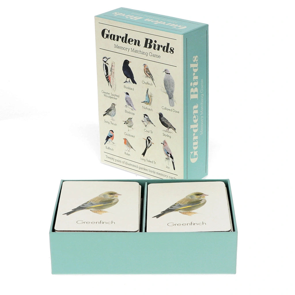 rex london garden birds memory game with illustrated box and game cards. For age 3+