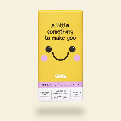 'Something to Make You Smile' Milk Chocolate Bar in a yellow wrapper with a cute smiley face 