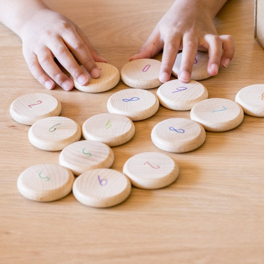 Grapat Toys > Loose Parts Play > Wooden Coins Grapat Coins to Count