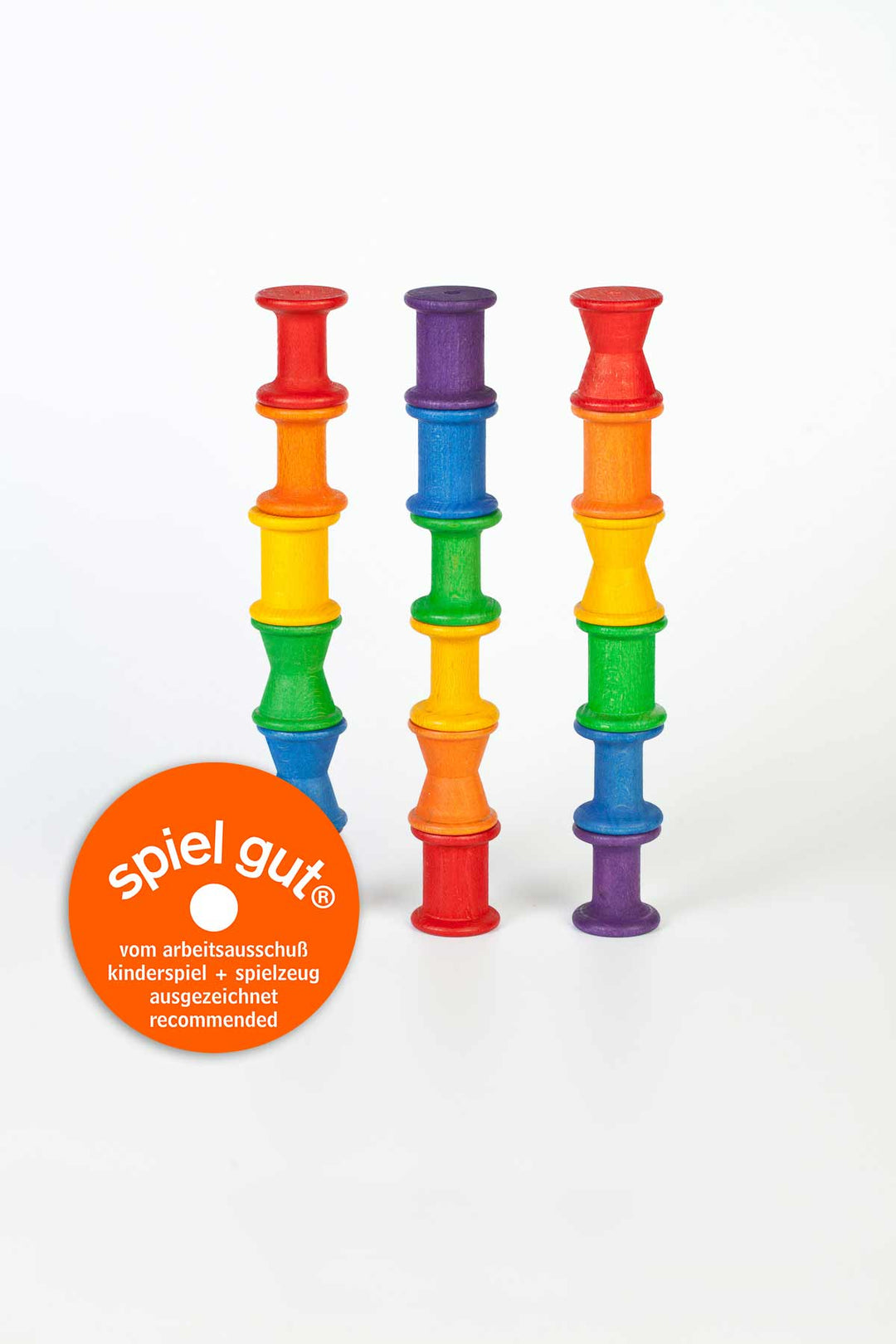 Grapat Toys > Loose Parts Play > Wooden Spools 18 Spools Grapat Rainbow Spools