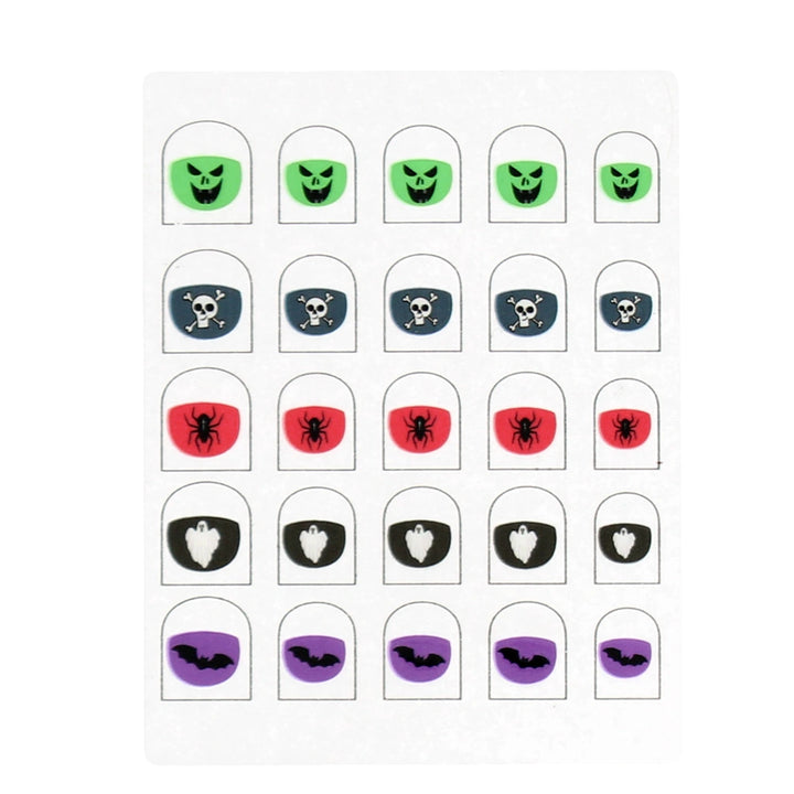 Set of Halloween-themed nail art stickers with various designs on a white background.