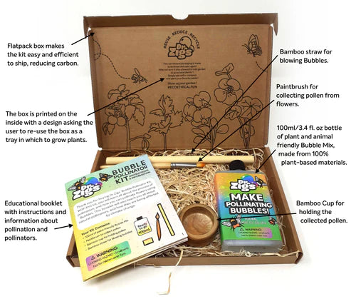 inside the box of Dr Zigs Bubble Pollinator Kit