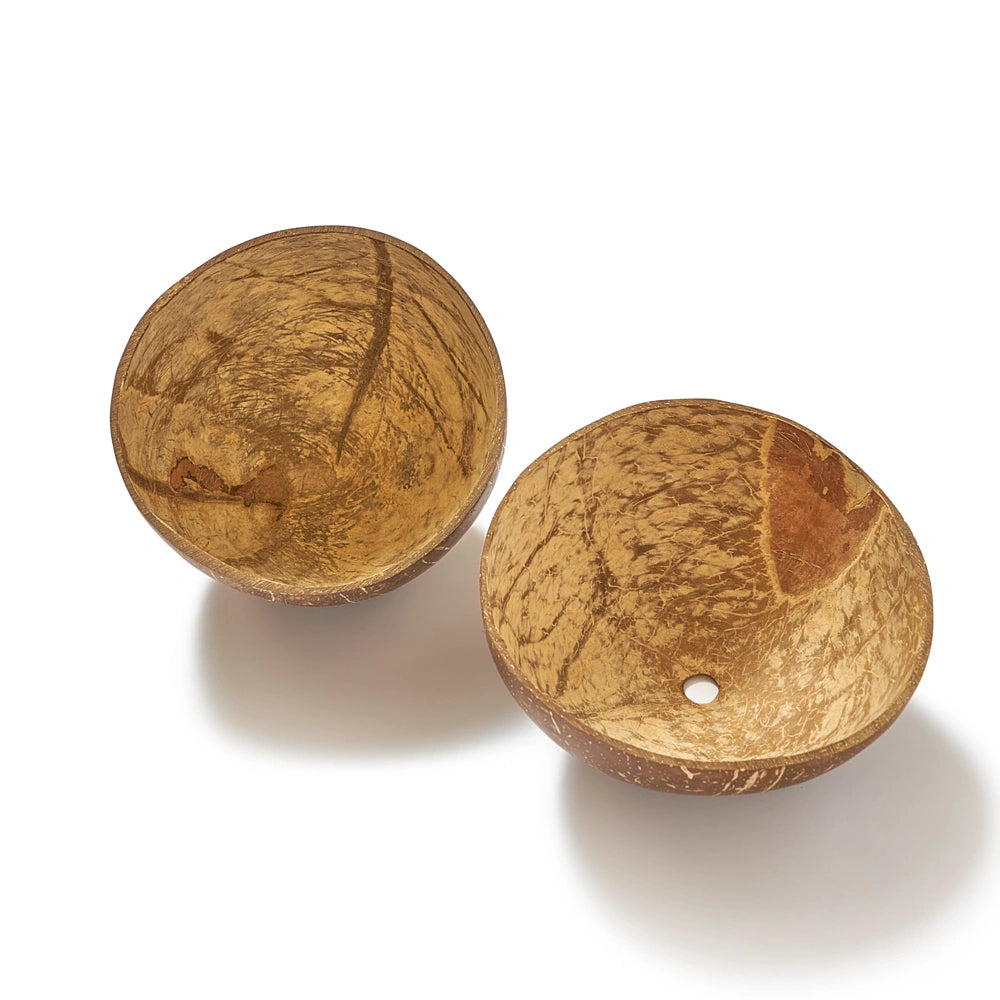Coconut Shell bowls for sand and water play. Made by Lanka Kade  from discarded coconut shells and natural wood. For age 3+