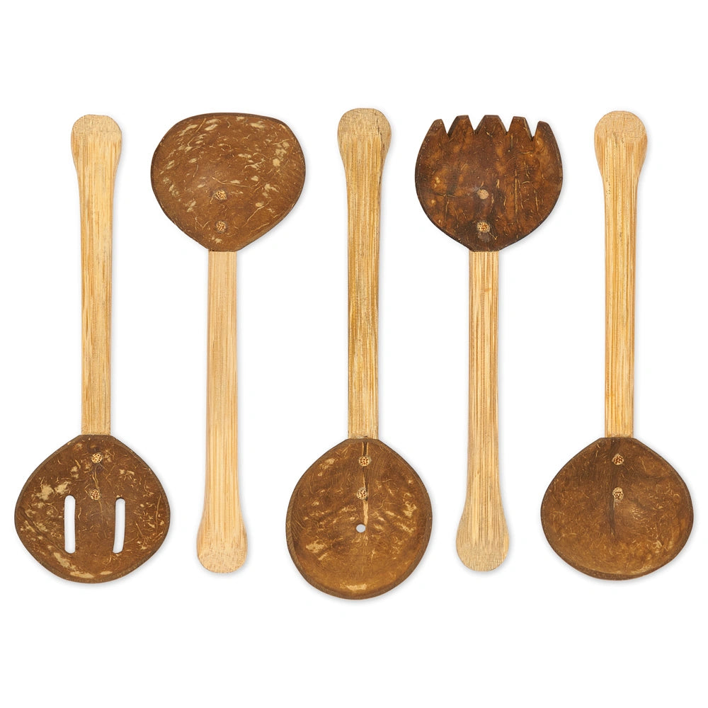 lanka kade coconut shell utensils for mud kitchens, sand play and water tables. For kids age 3 and over