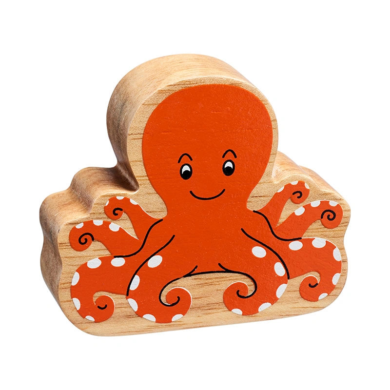 lanka kade orange wooden octopus figure for small world play. for age 10 months and over. 