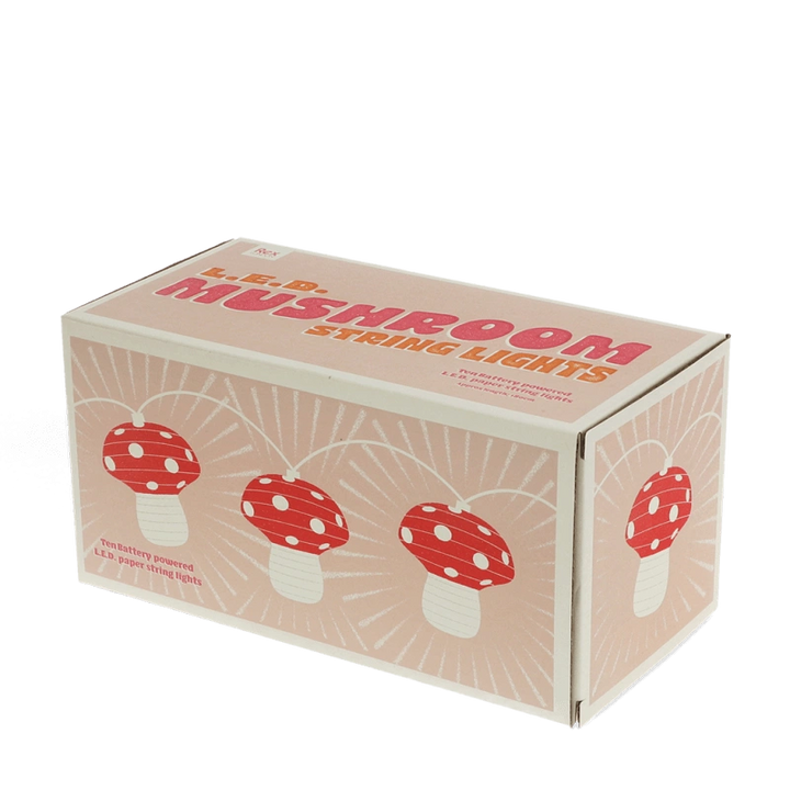 retro style red and white Mushroom LED String Lights in gift box 