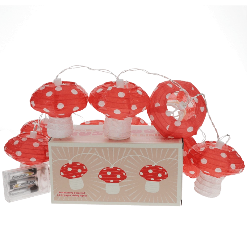 red and white Mushroom LED String Lights with gift box 