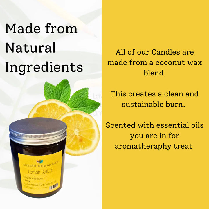 lemon sorbet natural candle ingredients information