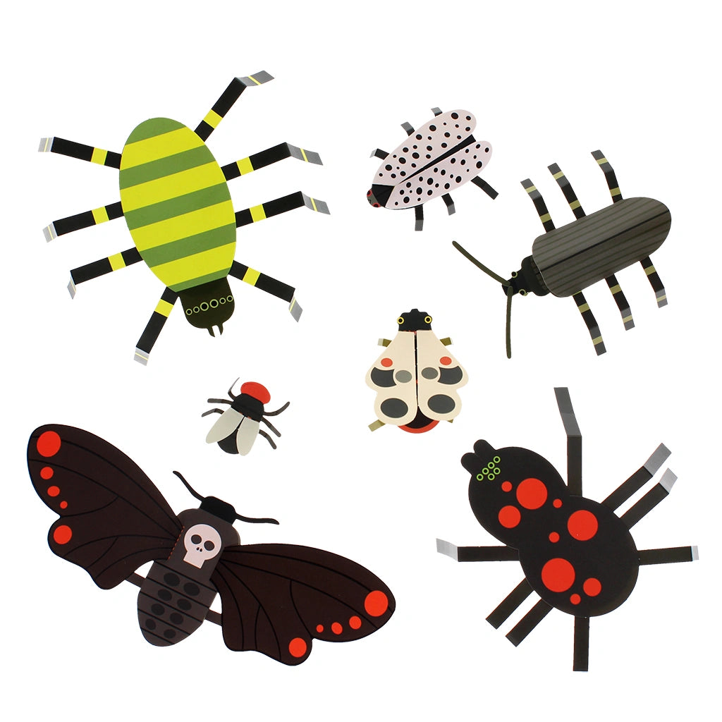 Paper models of various insects on a white background