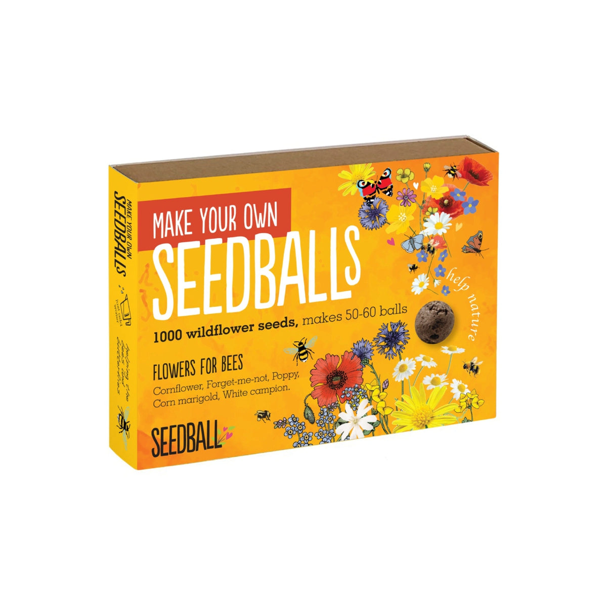 make your own seedball kit including compost, clay and seeds in a gift box 