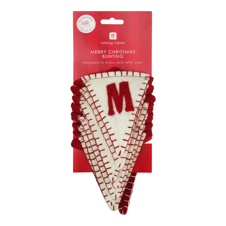 Red and white Christmas bunting with letter &