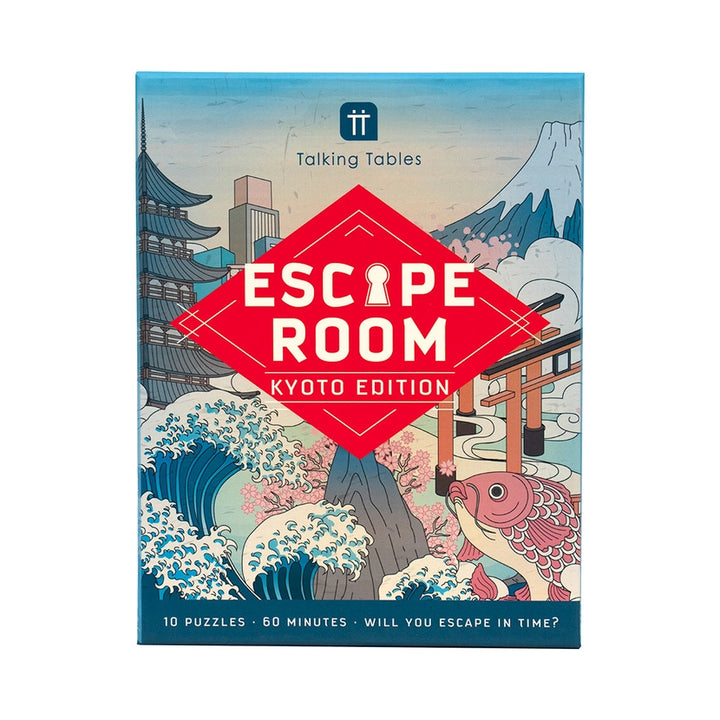 Escape Room Kyoto Edition game box with Japanese-themed illustrations on a white background