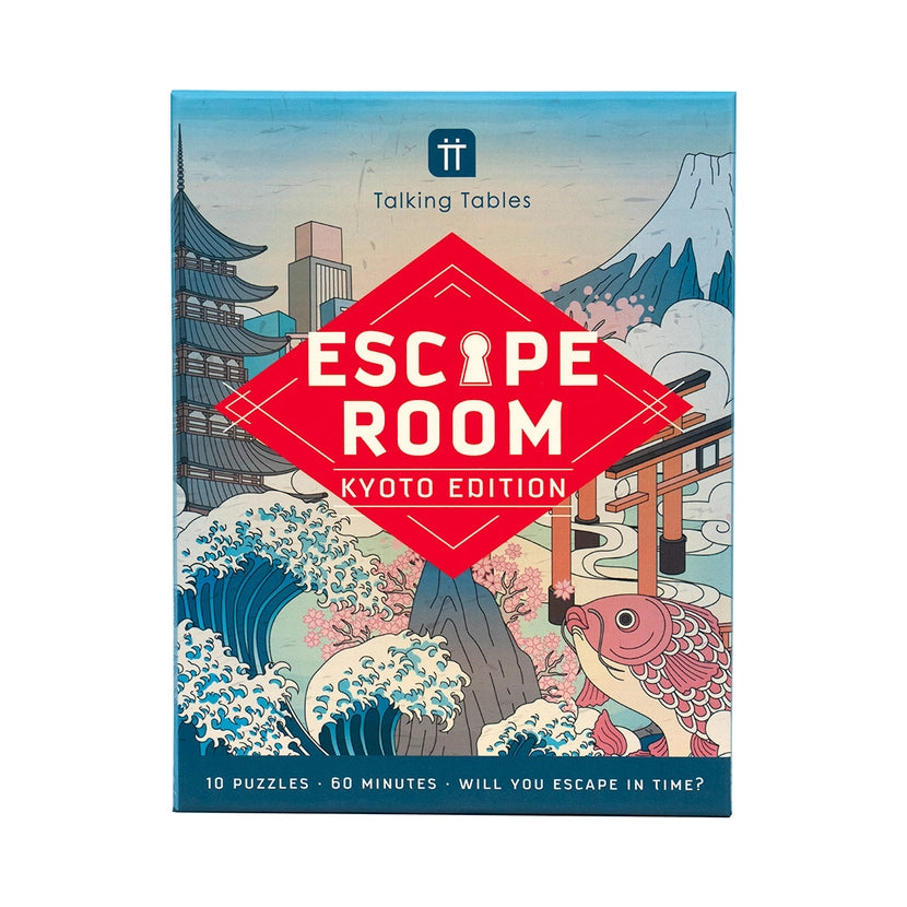 Escape Room Kyoto Edition game box with Japanese-themed illustrations on a white background