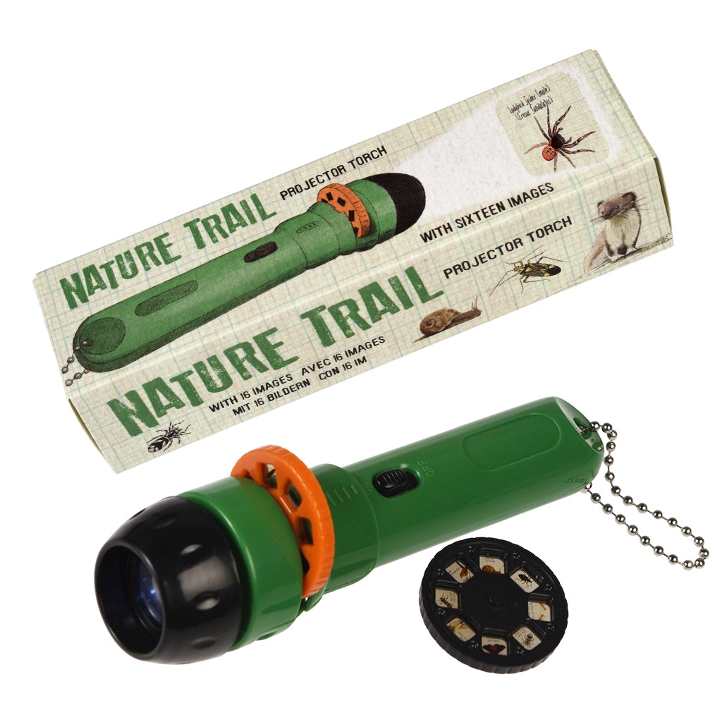 Rex London Nature Trail Projector Torch: Explore 16 bug & bird images indoors! Eco-friendly kids' toy, perfect for curious explorers.