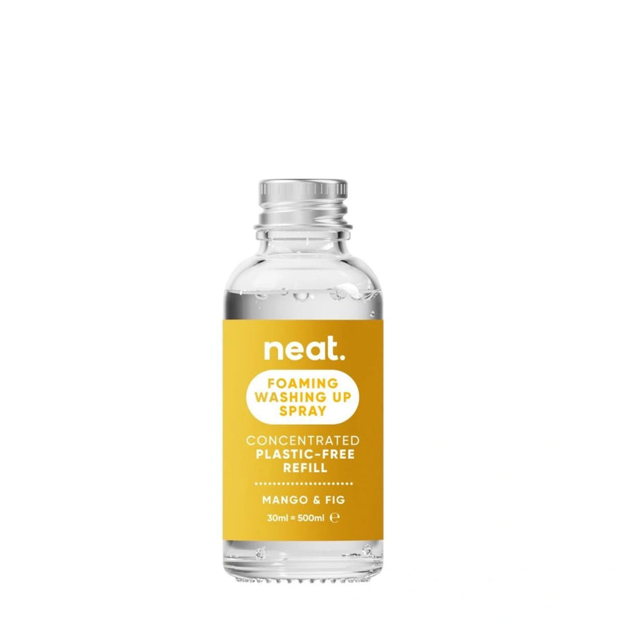 Neat Foaming Washing Up Spray Refill - Mango + Fig in a 30ml glass bottle with aluminium lid