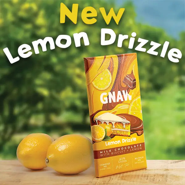 new lemon drizzle chocolate bar in gift wrapping