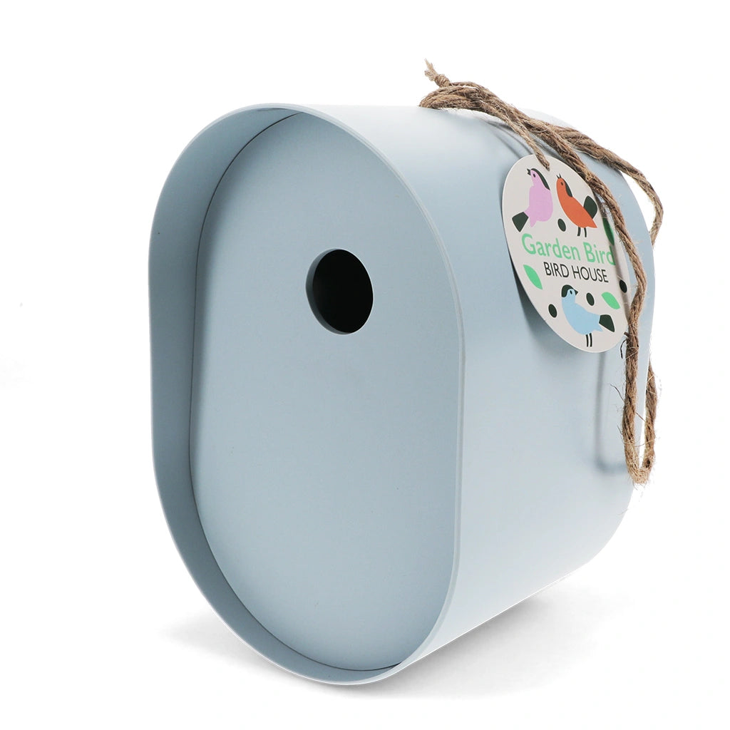  Rex London Oval Bamboo Bird House in pastel blue.