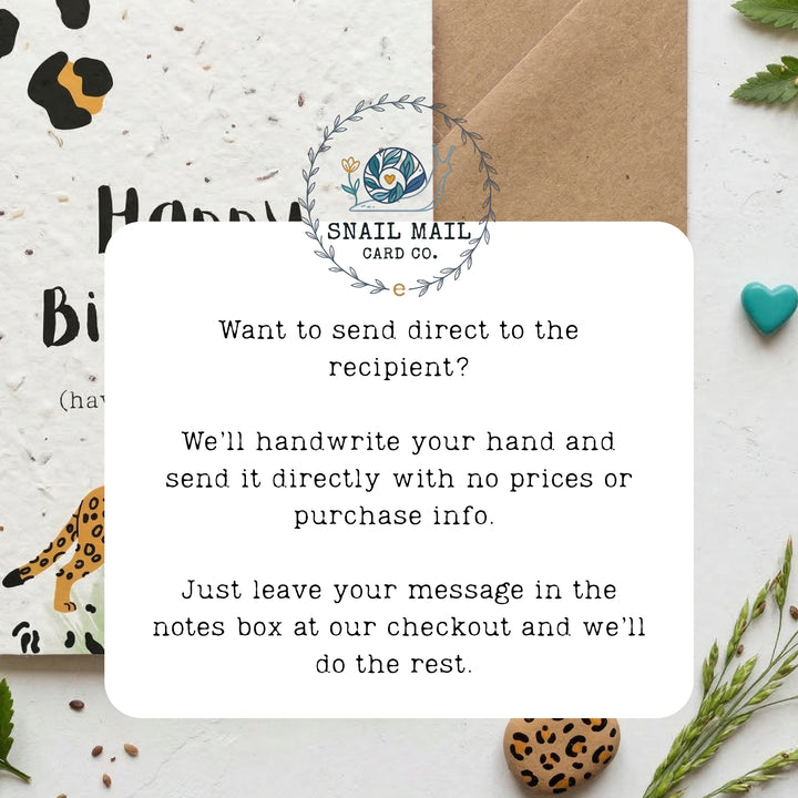 snail mail card co instructions for sending direct to the recipient