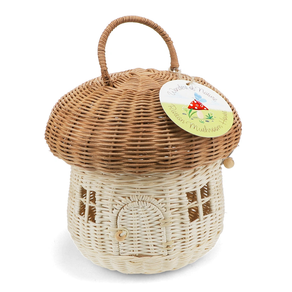 woodland inspired rattan mushroom house for home decor and childrens bedrooms
