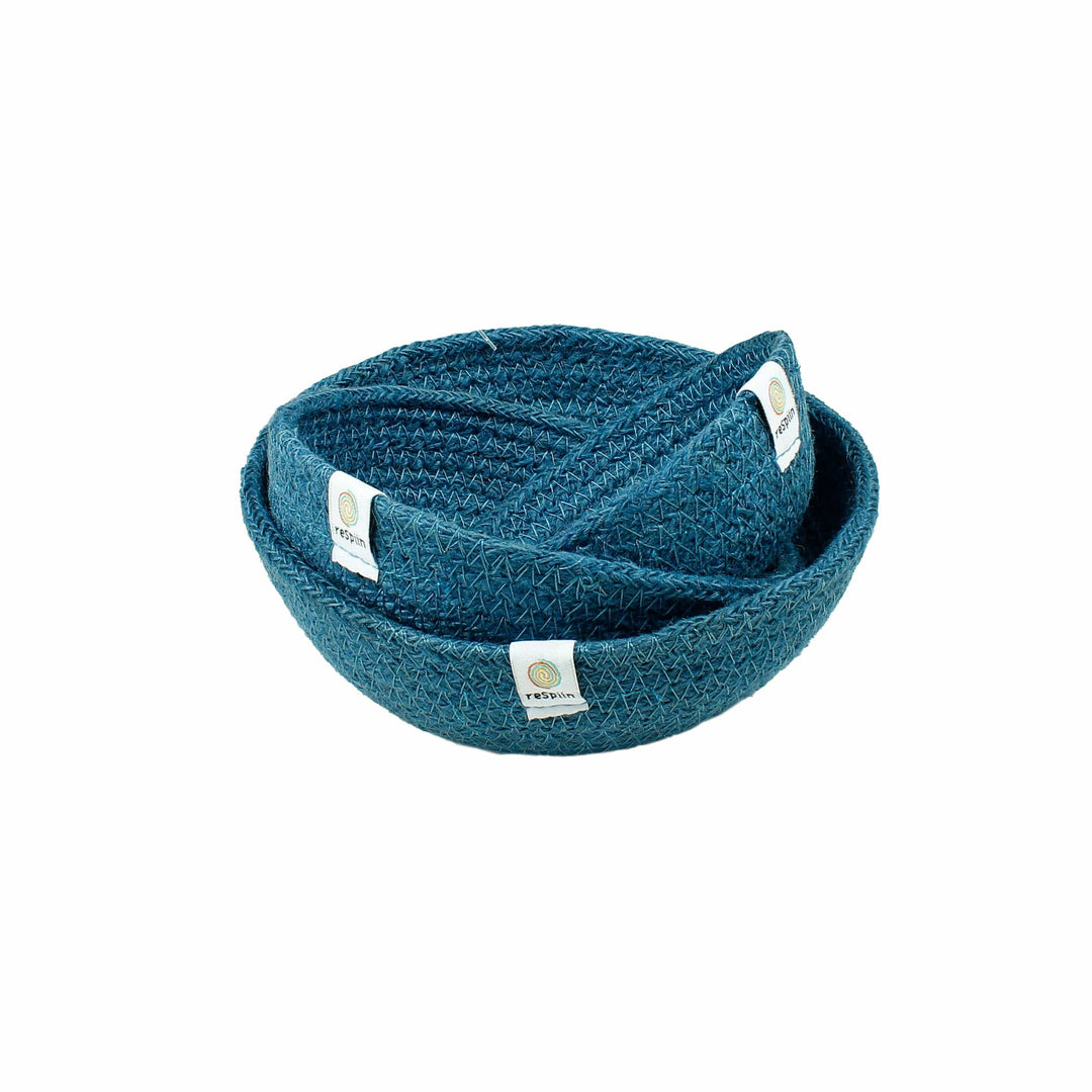 Respiin Homeware > Storage > Storage Baskets Jute Mini Bowl Set - Denim
