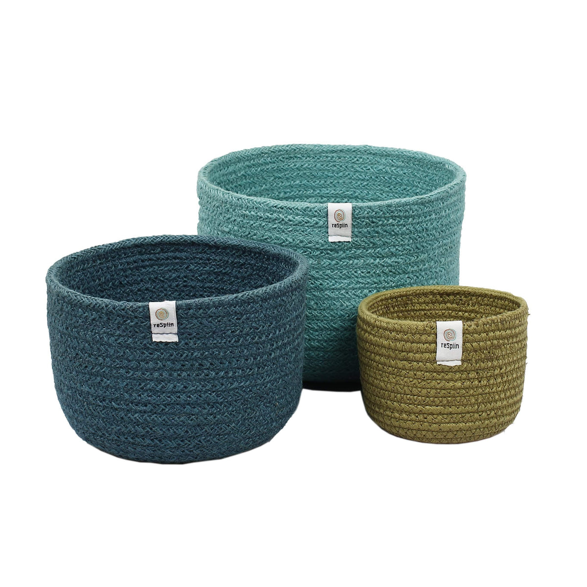 Respiin Homeware > Storage > Storage Baskets Tall Jute Basket Set - Ocean Blues