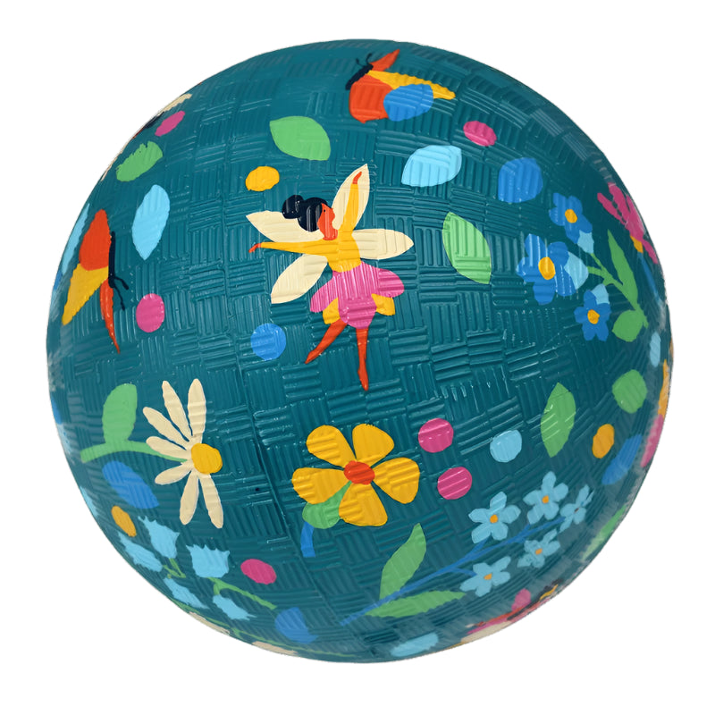 Fairies in the garden blue rubber play ball with a fairies and flower print. Suitable from birth and great for babies and toddlers. 