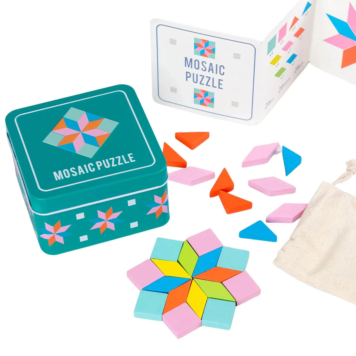 Rex London Marbles Wooden Mosaic Tangram Puzzle in a Tin
