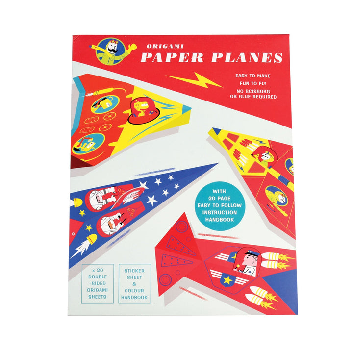 rex london paper planes craft kit packaging with colourful plane illustrations 
