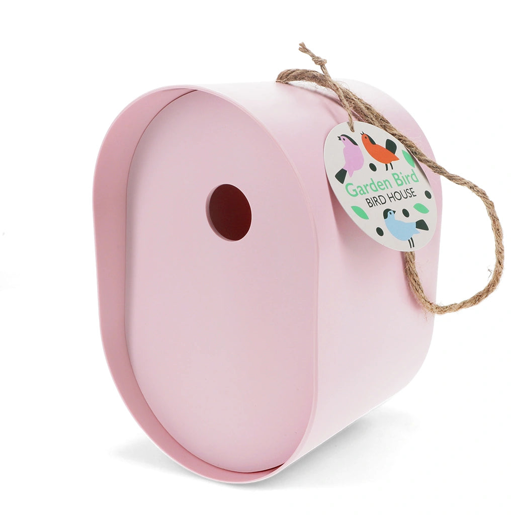 Rex London Oval Bamboo Bird House in a delightful pastel pink.
