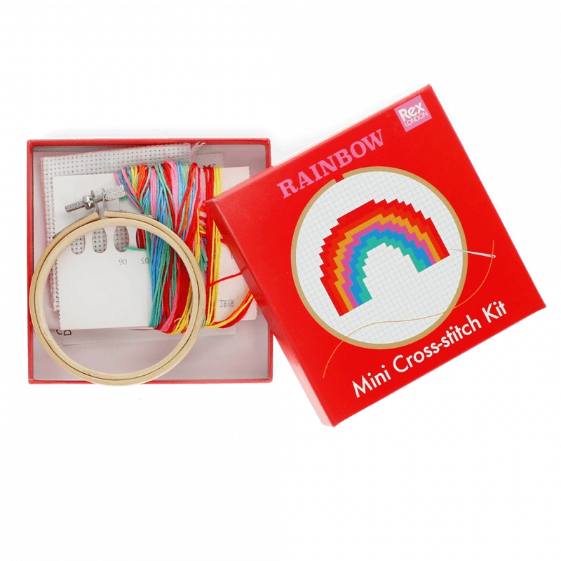 childrens rainbow cross stitch kit for beginners. Suitable for age 6 and over