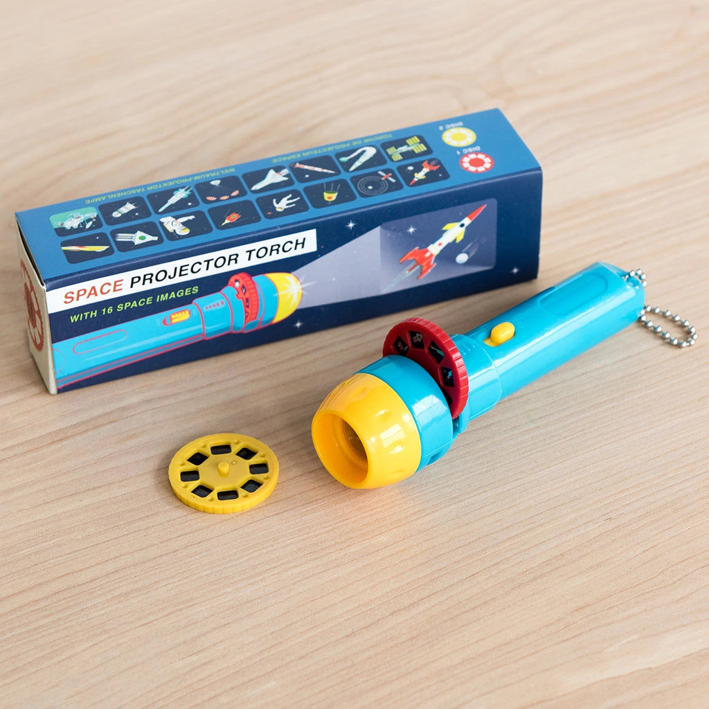 Rex London Space Age Projector Torch with interchangeable slides to project space images on any surface. For kids age 3+