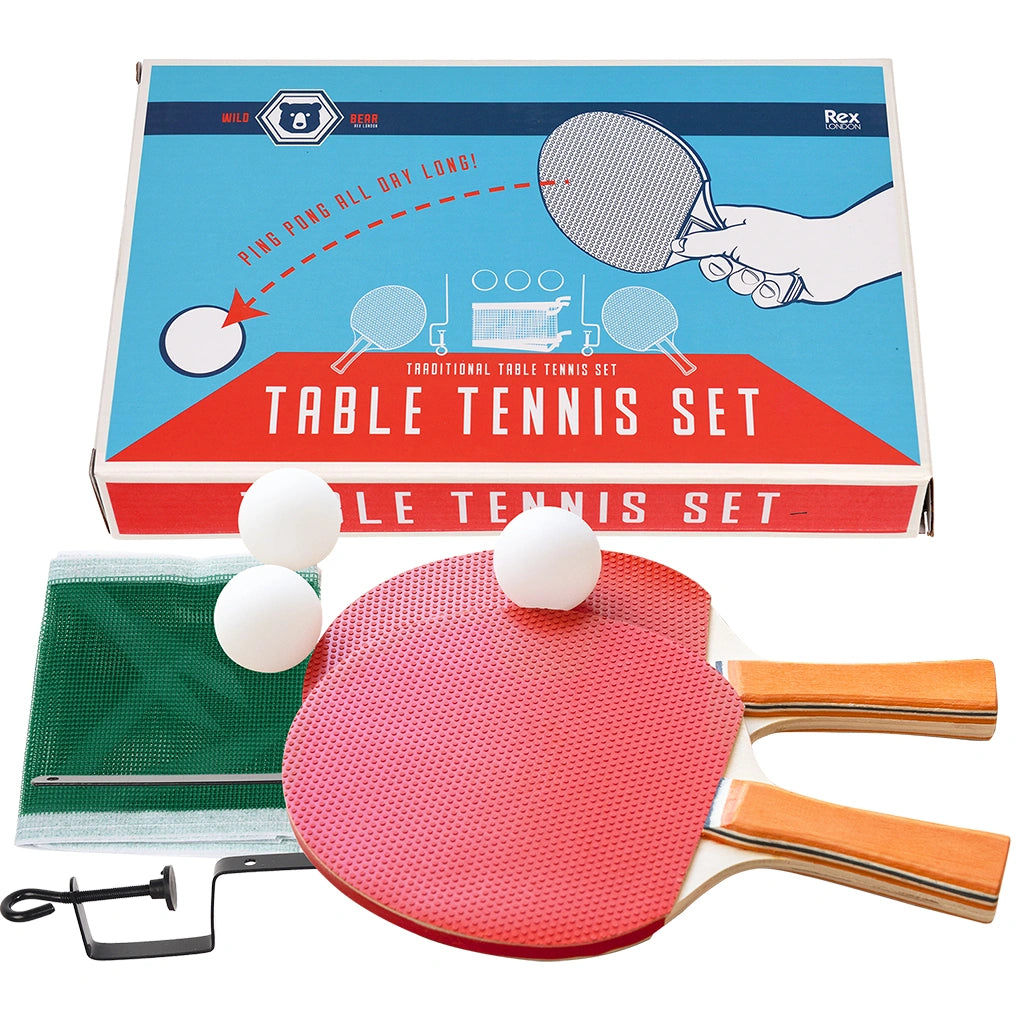 Rex London Wild Bear Table Tennis Set  with bats, balls and a net. Indoor or outdoor play for kids and adults. 