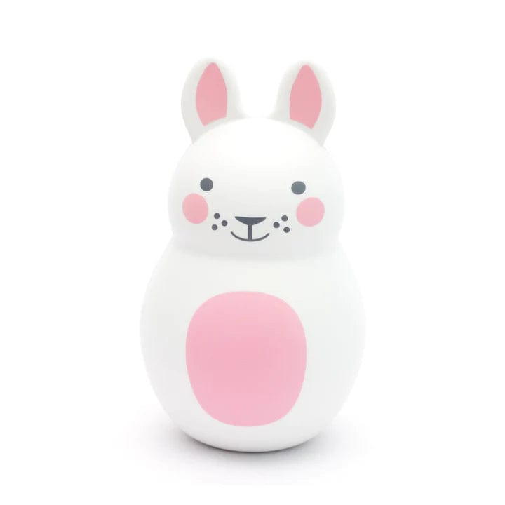 Rosa + Bo Pink Bo Bunny Chiming Shaker rattle toy for babies over 4 months
