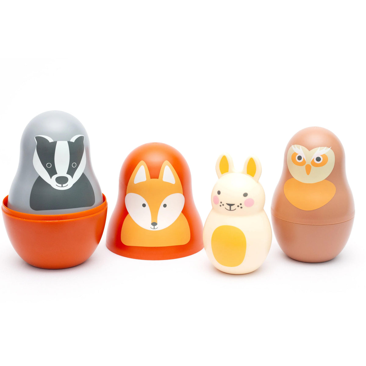 Rosa + Bo Toys > Sorting & Stacking Toys > Nesting Dolls Rosa + Bo Woodland Friends Nesting Babies with Chiming Benji Bunny