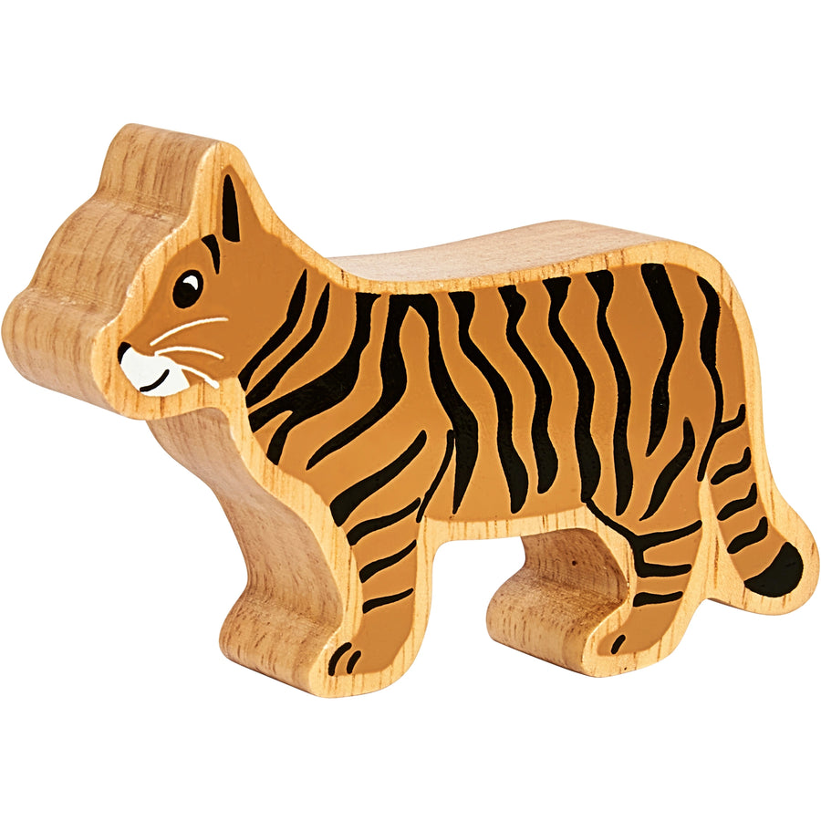 Wooden Scottish wildcat figure on a white background