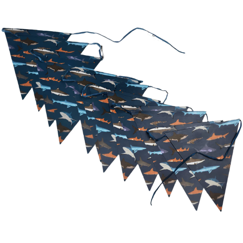 blue sharks print party bunting for kids birthdays and parties 